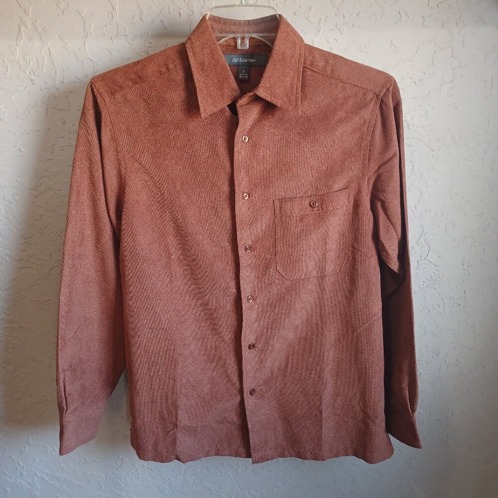 Croft & Barrow Men’s Small Rust Orange Textured Button Down Long Sleeve Shirt